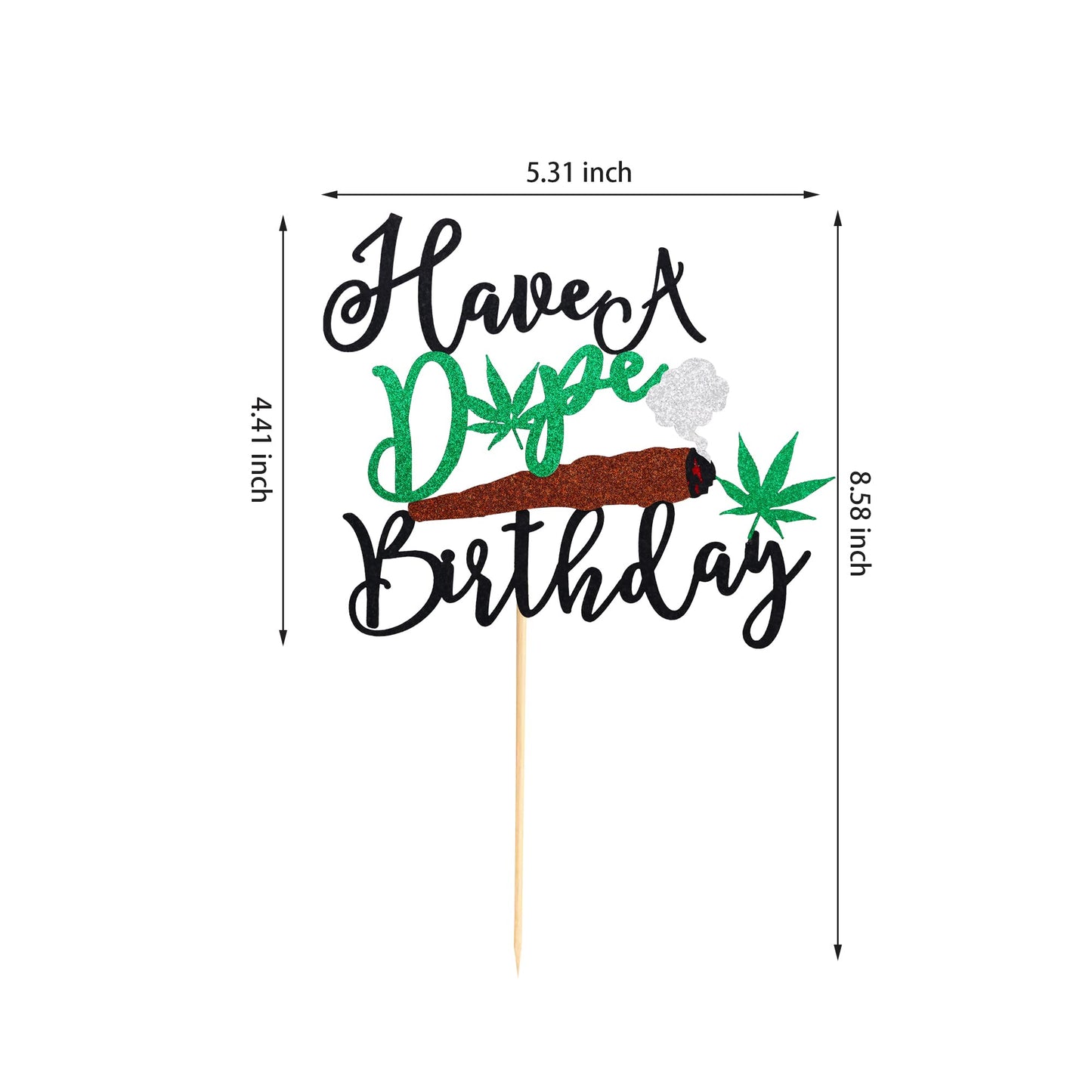 Arthsdite Have A Dope Birthday Cake Topper Pot Leaf   Leaves Happy Birthday Cake Decoration   Dope 420 Birthday Party Supplies For Man Women - Black Green Glitter