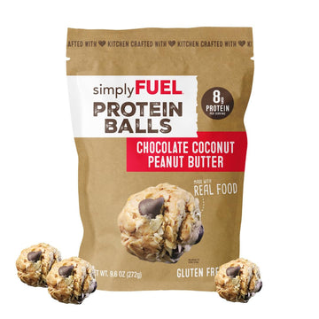 simplyFUEL Whole Food Protein Balls with Probiotics - Chocolate Coconut Peanut Butter Snacks - 8g Protein Snack - Gluten Free En