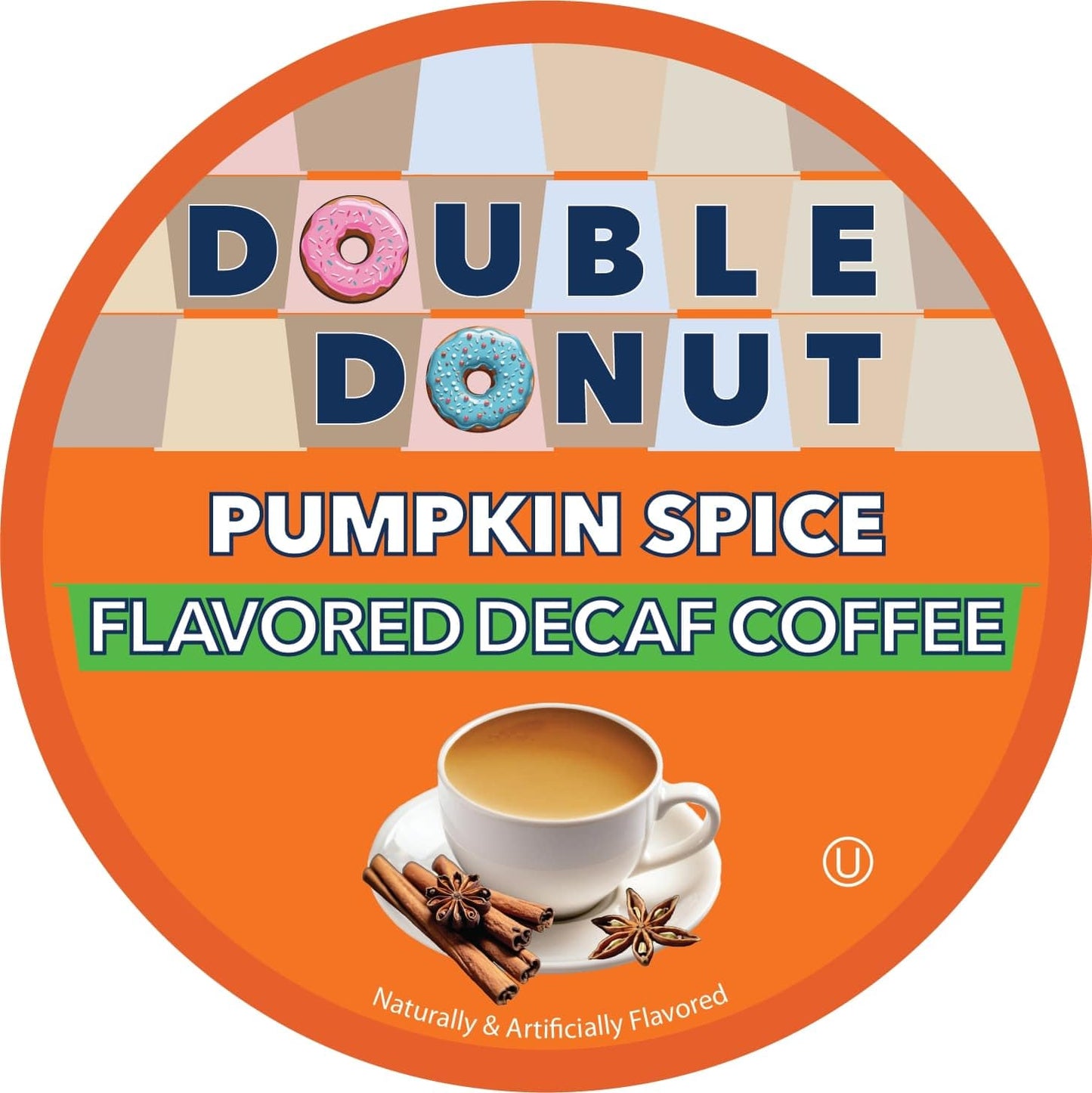 Double Donut Coffee Medium Roast Decaf Coffee Pods, Pumpkin Spice, 72 Count for Keurig K-Cup Machines