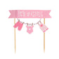 It'S A Girl Pink New Born Baby Cake Topper Baby Cloth Cake Topper Flag Cupcake Topper For Girl Birthday Party Decoration Baby Sh