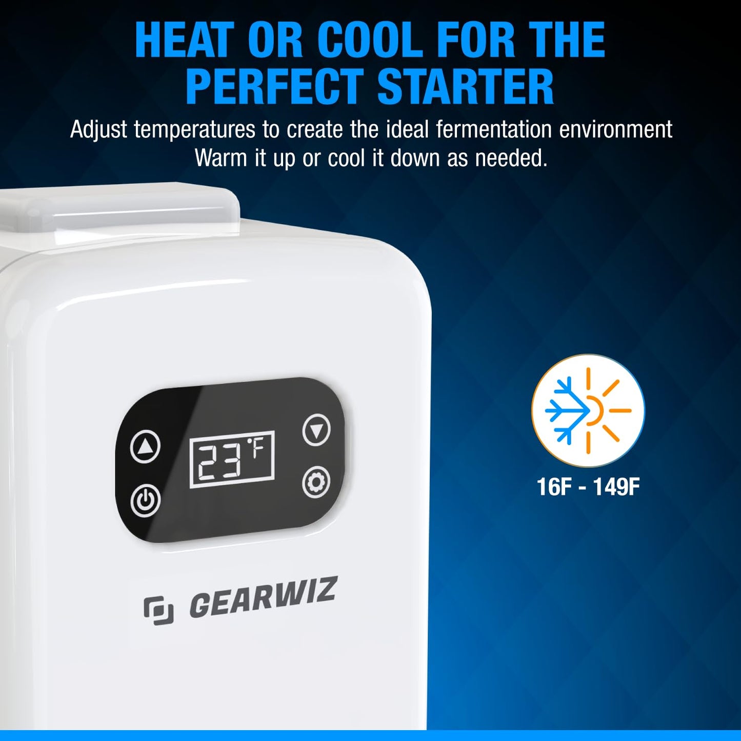 Gearwiz Sourdough Starter Home with Temperature Control - Compact Fermentation Box with Heat & Cool Modes - Fits 1L Jar - Bread