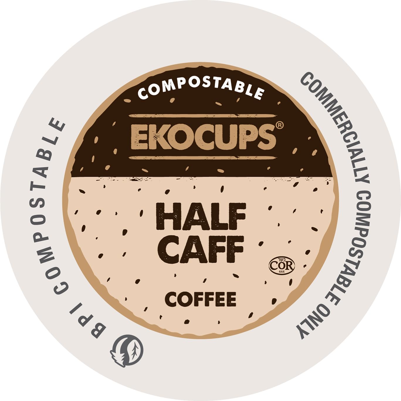 EKOCUPS Half Caff Coffee Pods, Compostable, Medium Roast, 80 Count, K-Cup Compatible