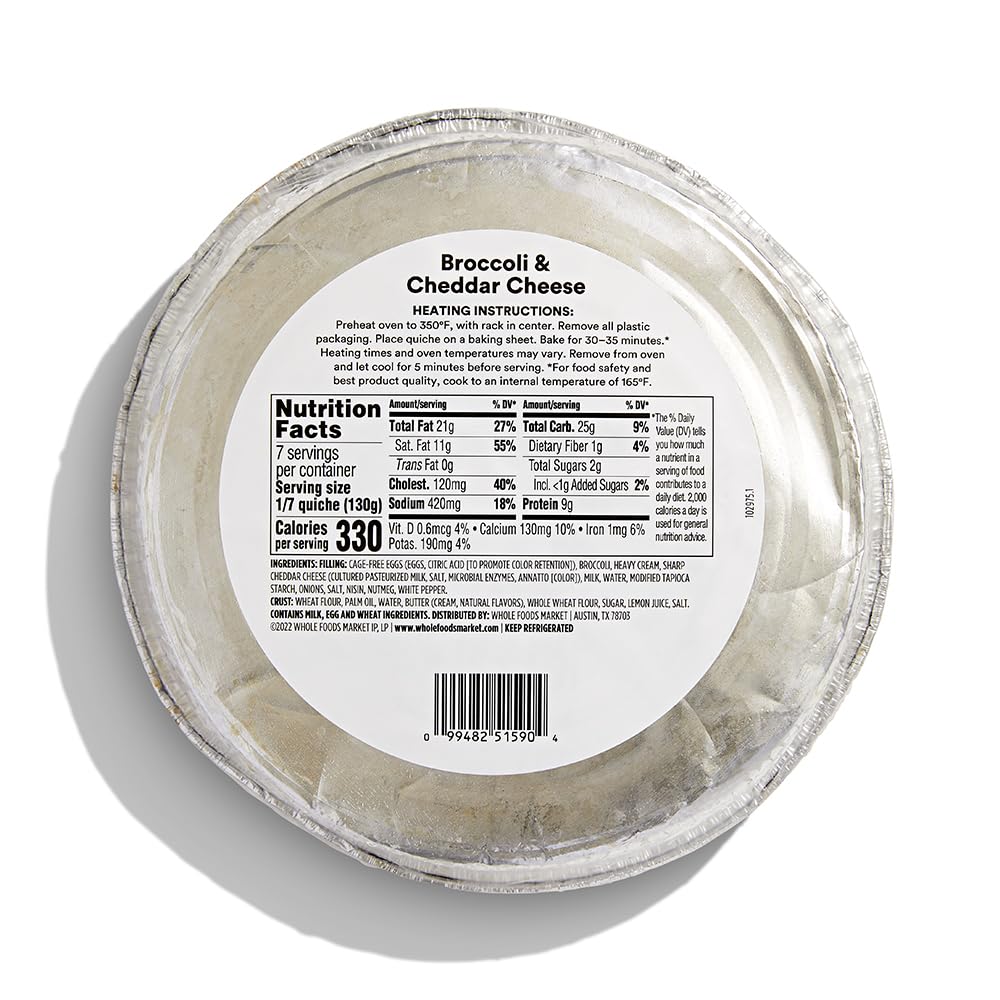 Whole Foods Market, Broccoli & Cheddar Quiche, 32 Ounce