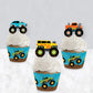 Big Dot of Happiness Monster Truck Cupcake Decoration Kit, Set of 24, Blue, Green, Orange, White, Model BT8111tpk