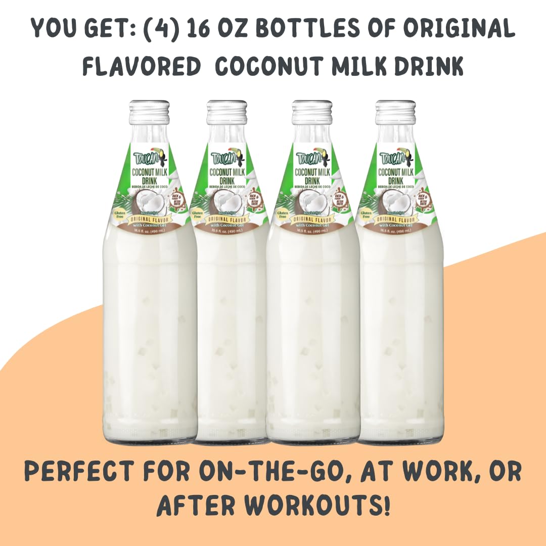 Pocas Coconut Milk Drink with Nata De Coco, 9.8 Fl Oz, Pack of 4, Original Flavor