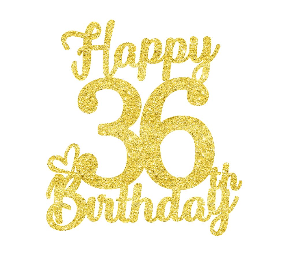 36 Birthday Cake Toppers-Gold Glitter, 36Th Cake Topper For Men,36 Cake Topper For Women, 36Th Birthday Decorations,36Th Birthda
