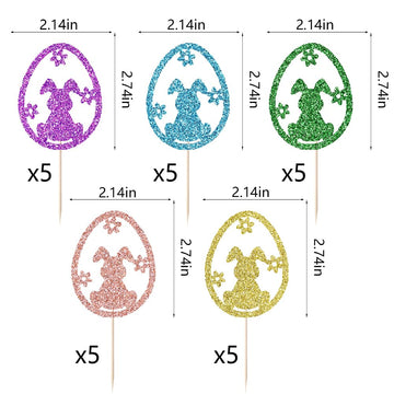 Fmiyuneea 20Pc Happy Easter Cupcake Topper-Glitter For Easter Day Bunny Theme Party Baby ShowerHappy Birthday Party Decoration
