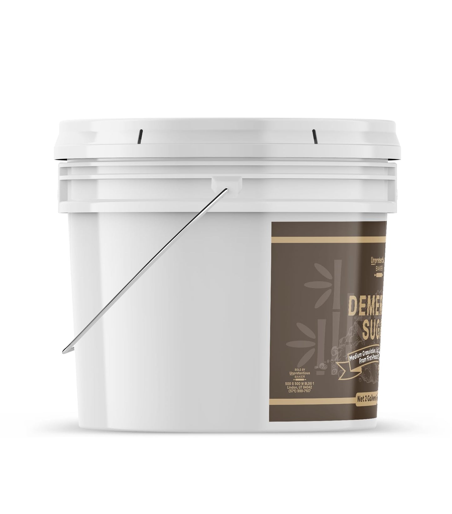 Unpretentious Demerara Sugar, 2 Gallon Bucket, Raw, First-Pressed Sugarcane Crystals For Drinks & Baking (2 Gallon Bucket)