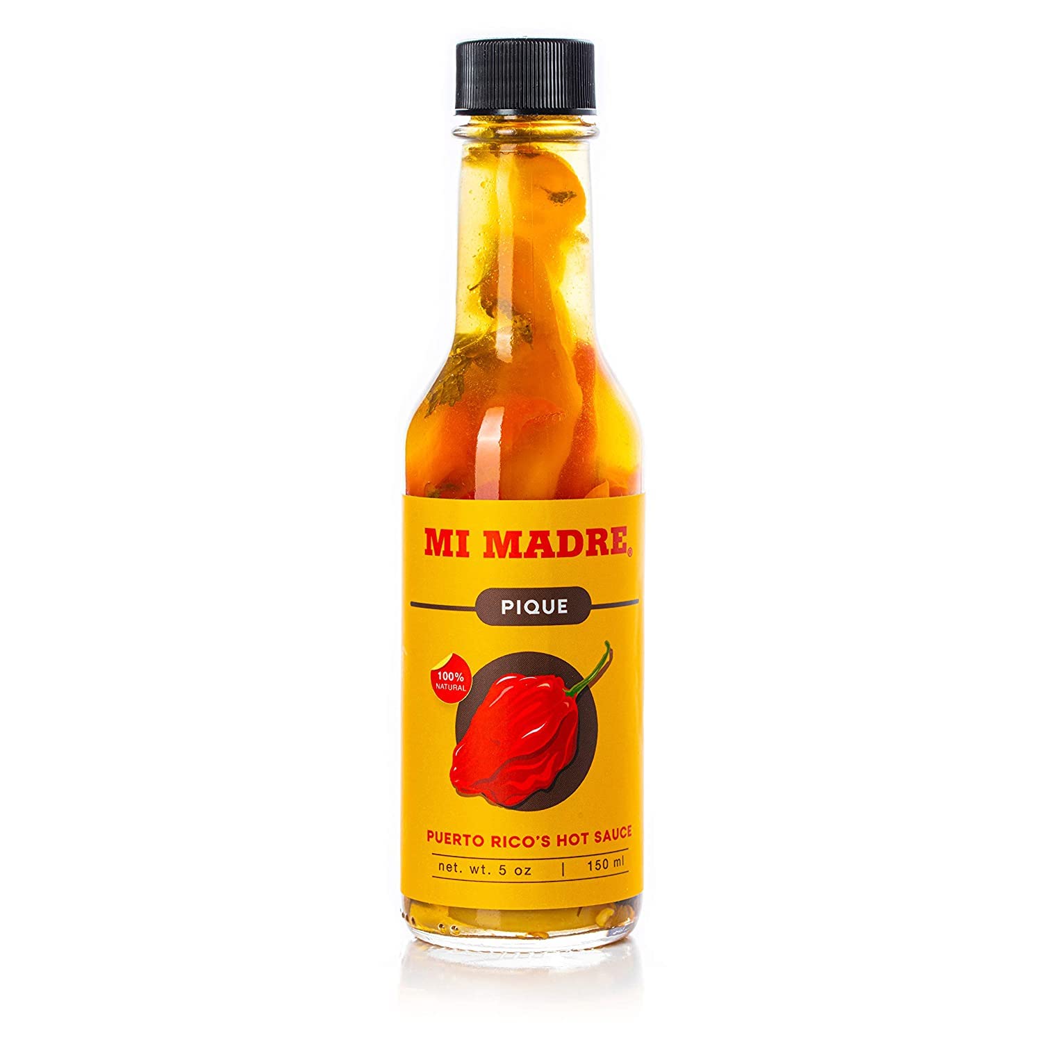 Mi Madre Pique Hot Sauce, Handcrafted In Puerto Rico, 100 Percent Natural, 5 Ounce (Pack Of 1)