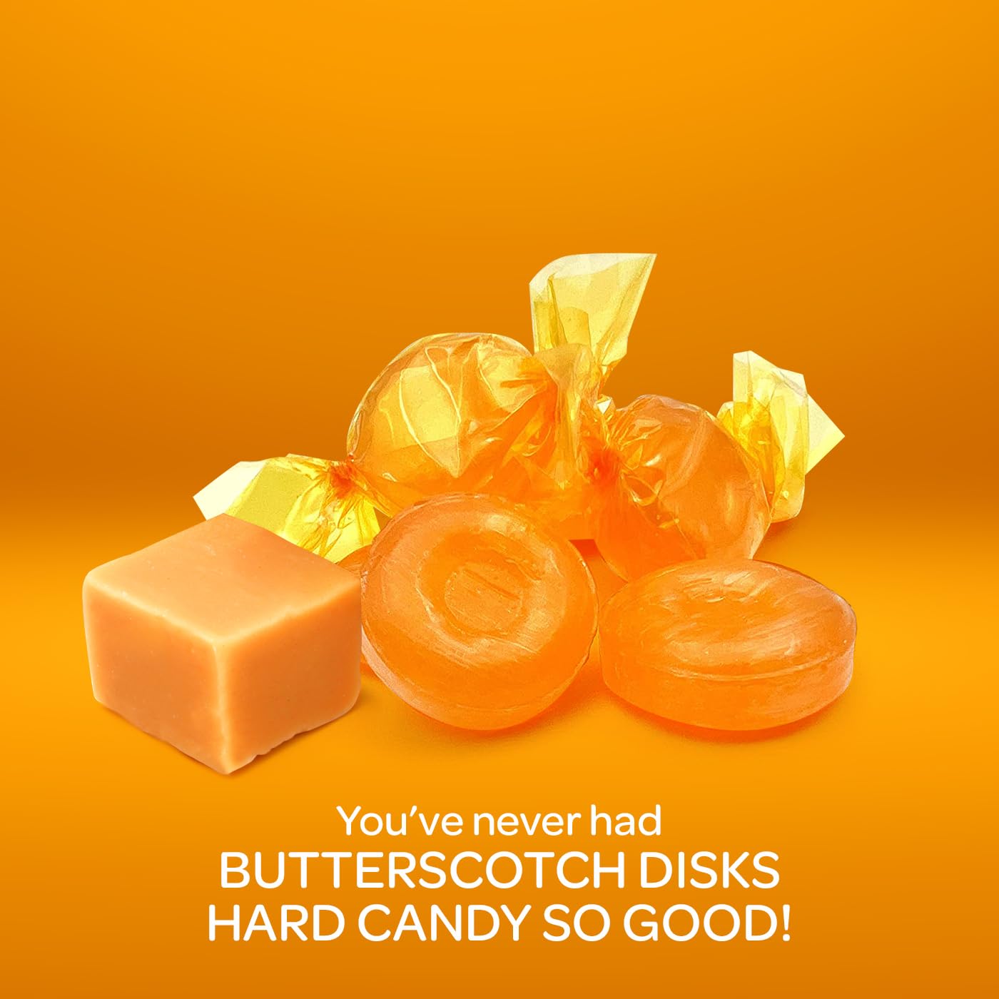 Butterscotch Hard Candy - 2 Pound Bulk Pack (About 180 Count) - Individually Wrapped