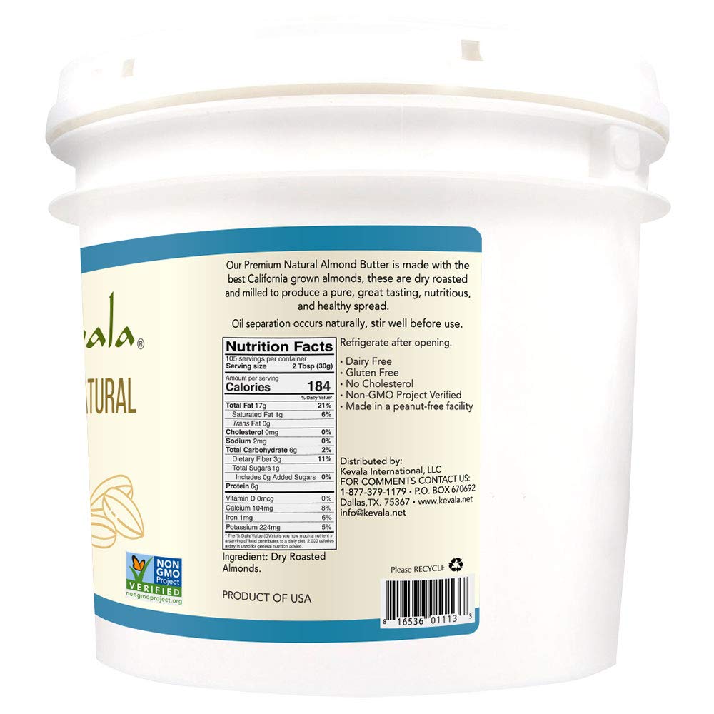 Kevala Almond Butter – 7 Lb – 3175 Gr – Creamy – Pure Almond Butter – Almond Butter No Sugar Added – Spreadable Butter – Almond Paste For Baking – Roasted Almonds – Dairy Free