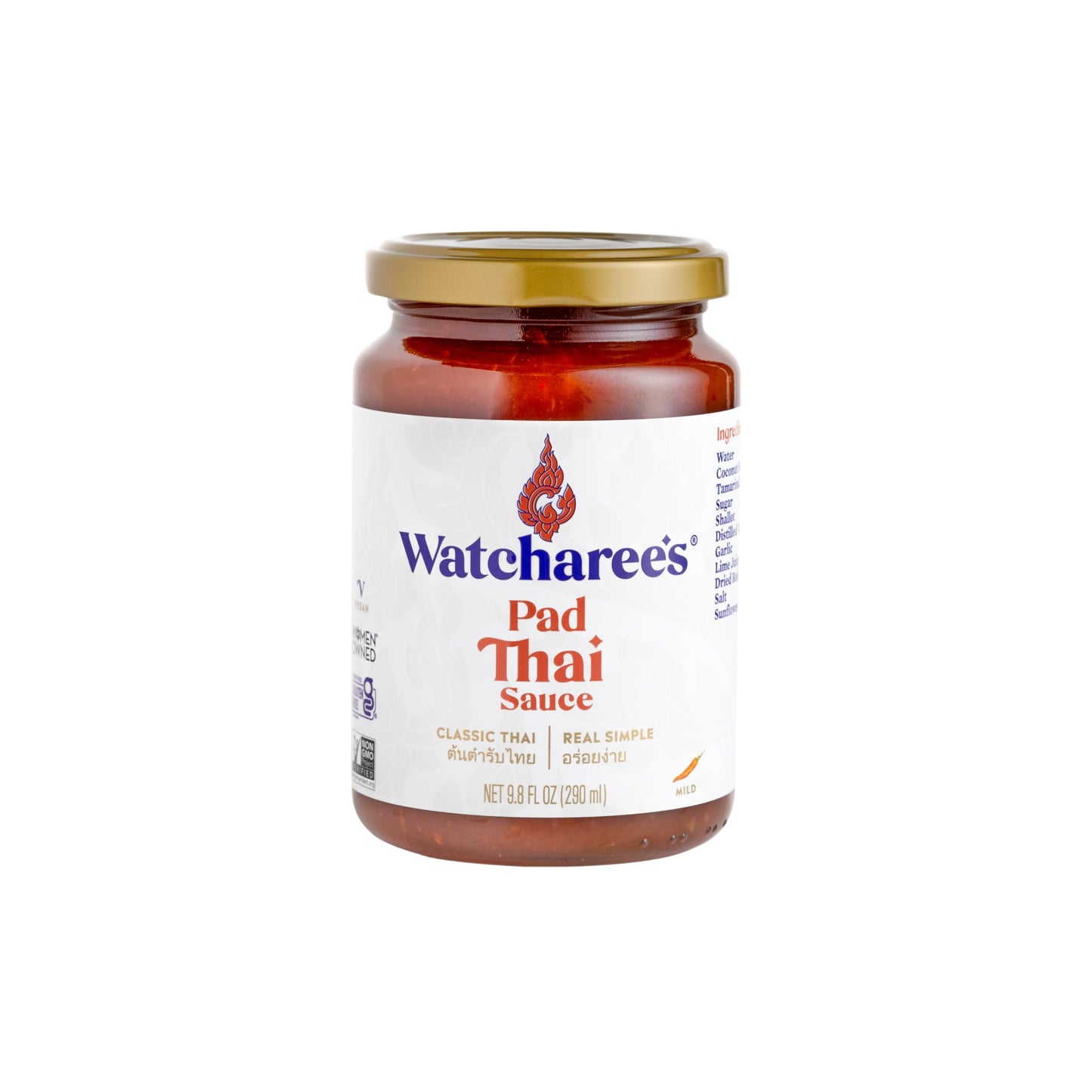 WATCHAREES Pad Thai Sauce | Vegan & Non-GMO | Authentic Traditional Thai Recipe | 13.3oz Jar (Pad Thai, 1 pack)