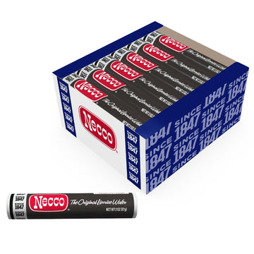 NECCO Wafers Licorice Wafers Display Pack - Classic Black Licorice Candy in Bulk Box, Single Variety Flavor, Gourmet Candy for H