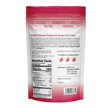 Chavi Dragon Fruit Chips - Pack Of 6 X 2 Oz - Healthy 1 Ingredient Superfood Snack - No Added Sugars Or Preservatives - Non-Gmo,