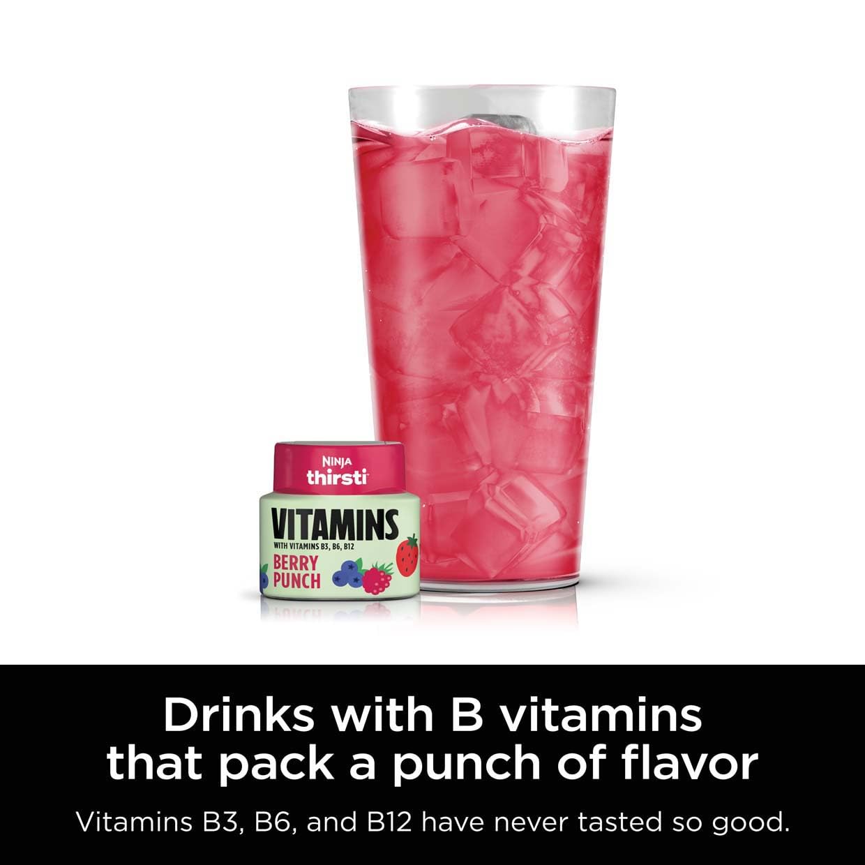Ninja Thirsti Flavored Water Drops, Berry Punch, Zero Calories & Sugar, Makes 17 Drinks, 3 Pack, Bold Fruit Flavor, Sparkling or Still