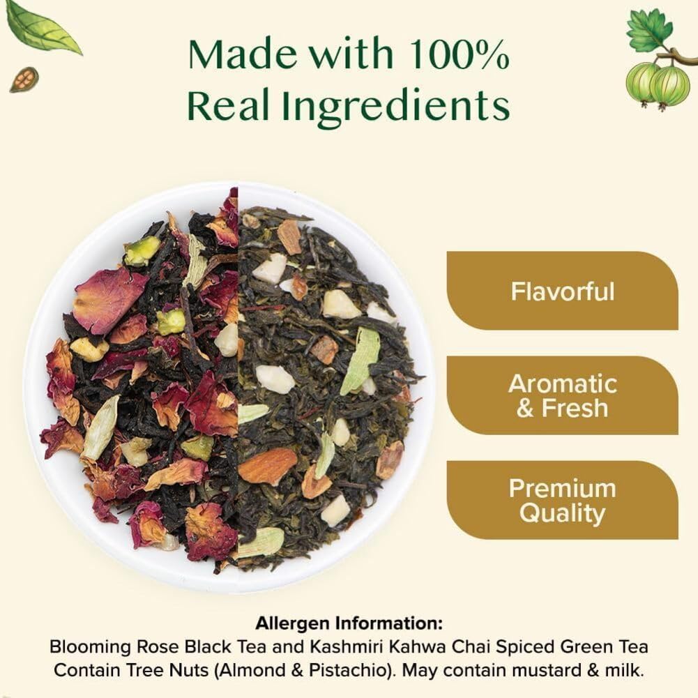 Vahdam World Tea Sampler (20 Teas) – Assorted Tea Variety Pack | Black, Green, Chai & Herbal Loose Leaf Teas | Tea Gift Set For Women & Men