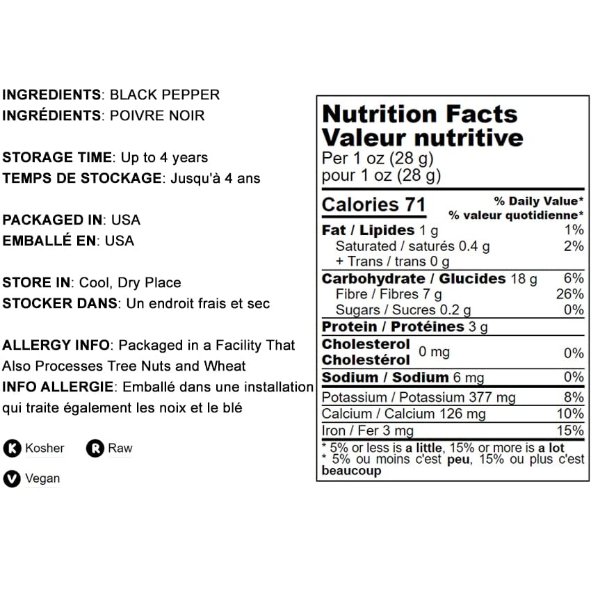 Food To Live - Whole Black Pepper, 1 Pound Dried Peppercorns, Kosher, Vegan, Bulk Spice. Strong Pungent Flavor. Rich In Minerals