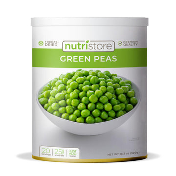 Nutristore Freeze Dried Green Peas | Vegetables For Healthy Snack Or Long Term Storage | Emergency Survival Canned Food Supply |