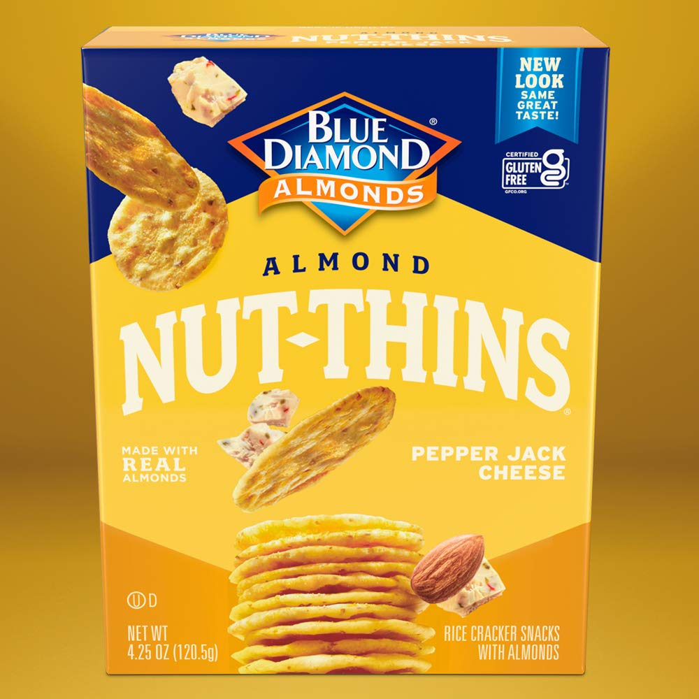 Blue Diamond Almonds Nut Thins Cracker Crisps, Pepper Jack Cheese, 4.25 oz (Pack of 6)