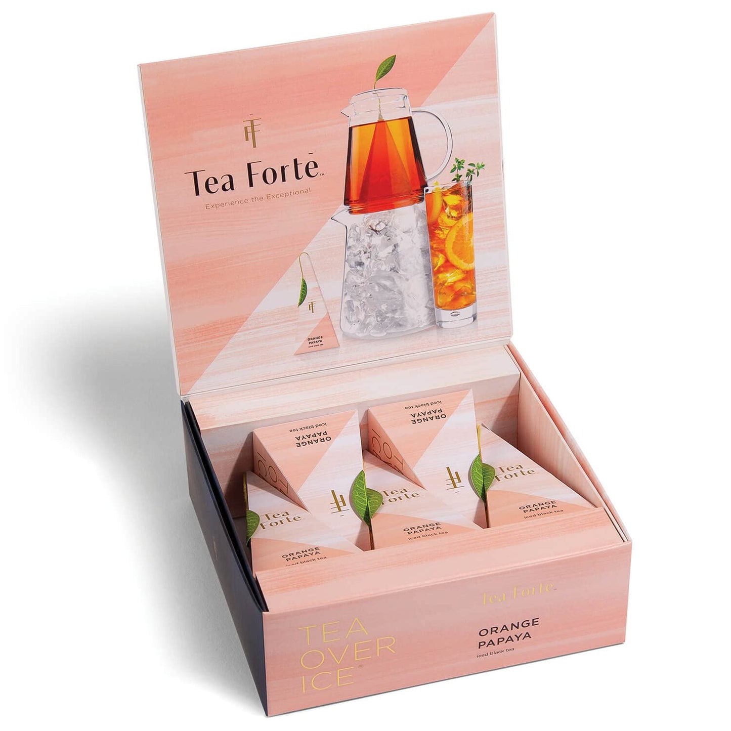 Tea Forte Iced Tea - Orange Papaya Blend, Organic, 5 Individually Wrapped Pyramid Infuser Bags, Each Steeps 24 oz.