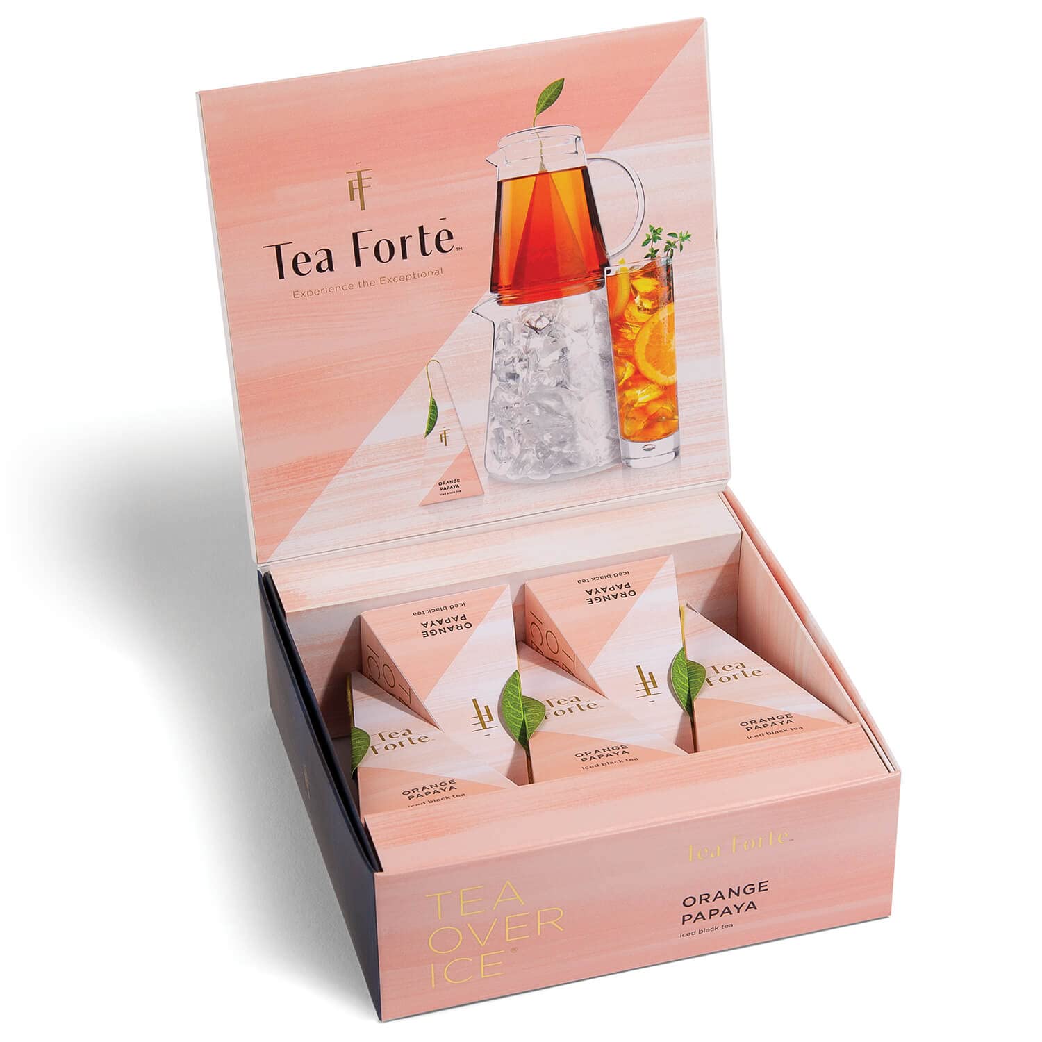 Tea Forte Iced Tea - Orange Papaya Blend, Organic, 5 Individually Wrapped Pyramid Infuser Bags, Each Steeps 24 oz.