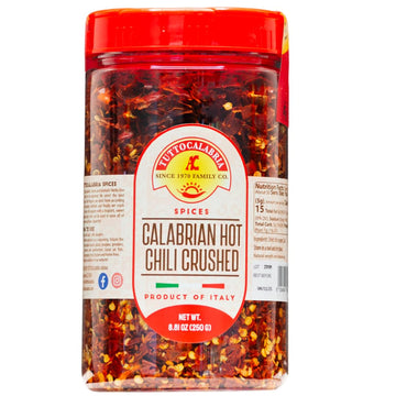 Calabrian Crushed Chili Dry Pepper Flakes, Large Shaker, Product Of Italy, 250 G (8.81 Oz) All Natural, Non-Gmo, Product Of Italy, Tuttocalabria