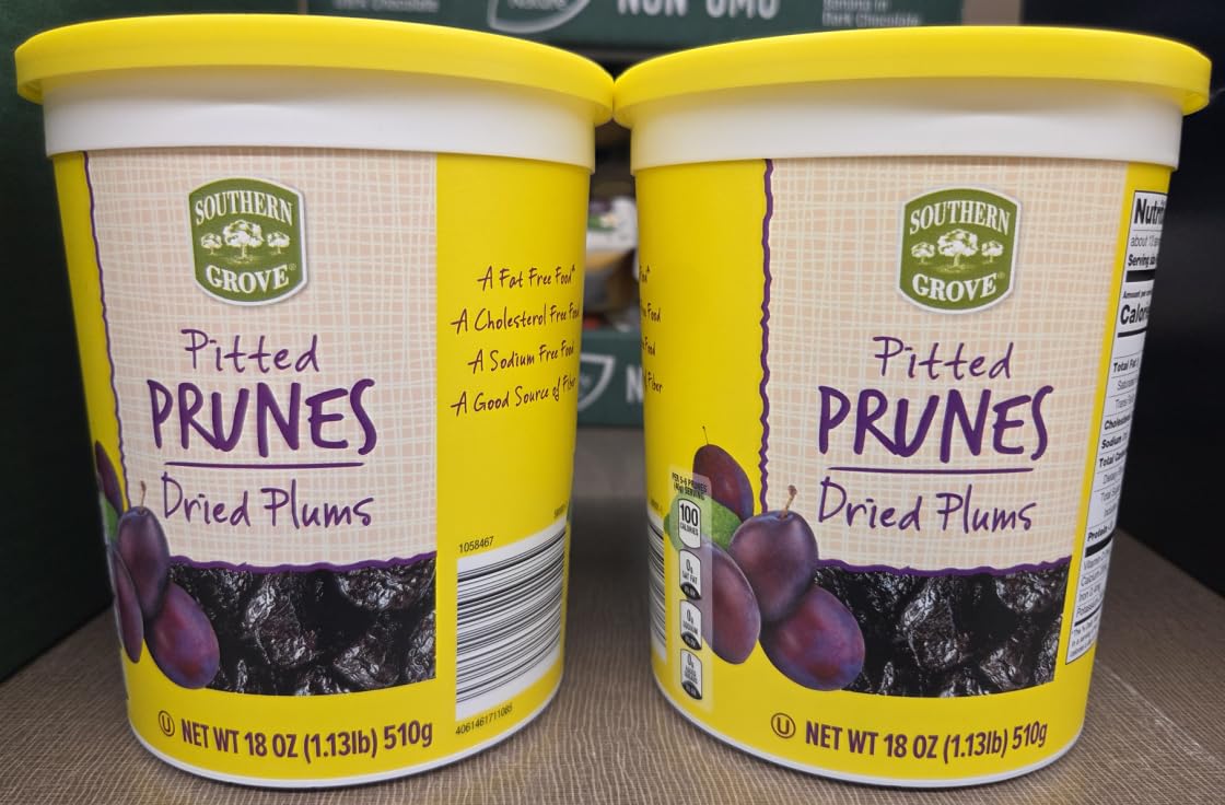 Southern Grove Pitted Prunes Dried Plums 18oz 510g (Two Jars)