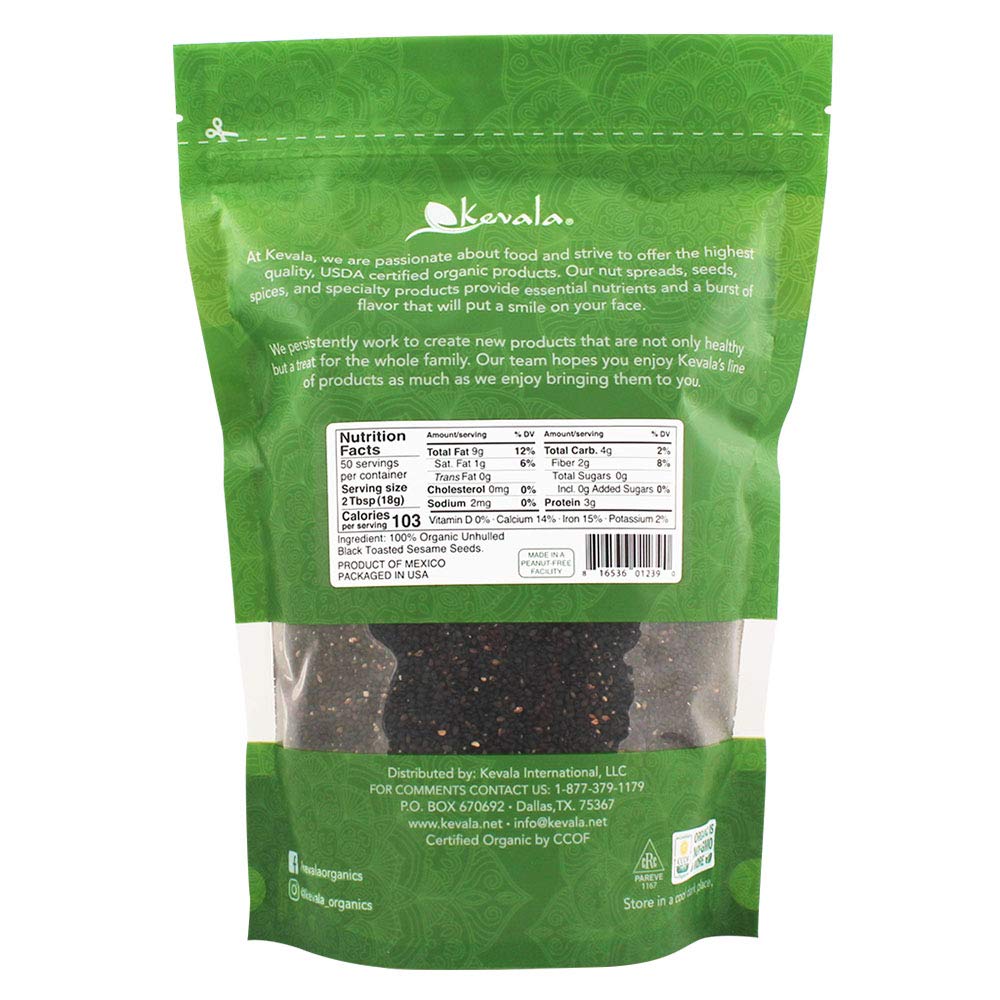 Kevala Organic Black Sesame Seeds 32oz (TOASTED)