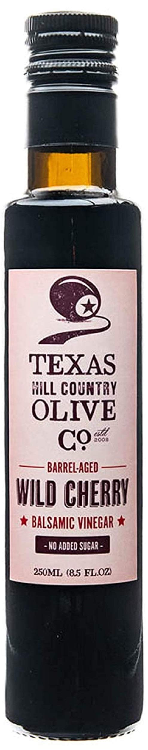 Texas Hill Country Olive Company Wild Cherry Balsamic Vinegar - Gourmet Barrel Aged - 8.45 Fl Oz