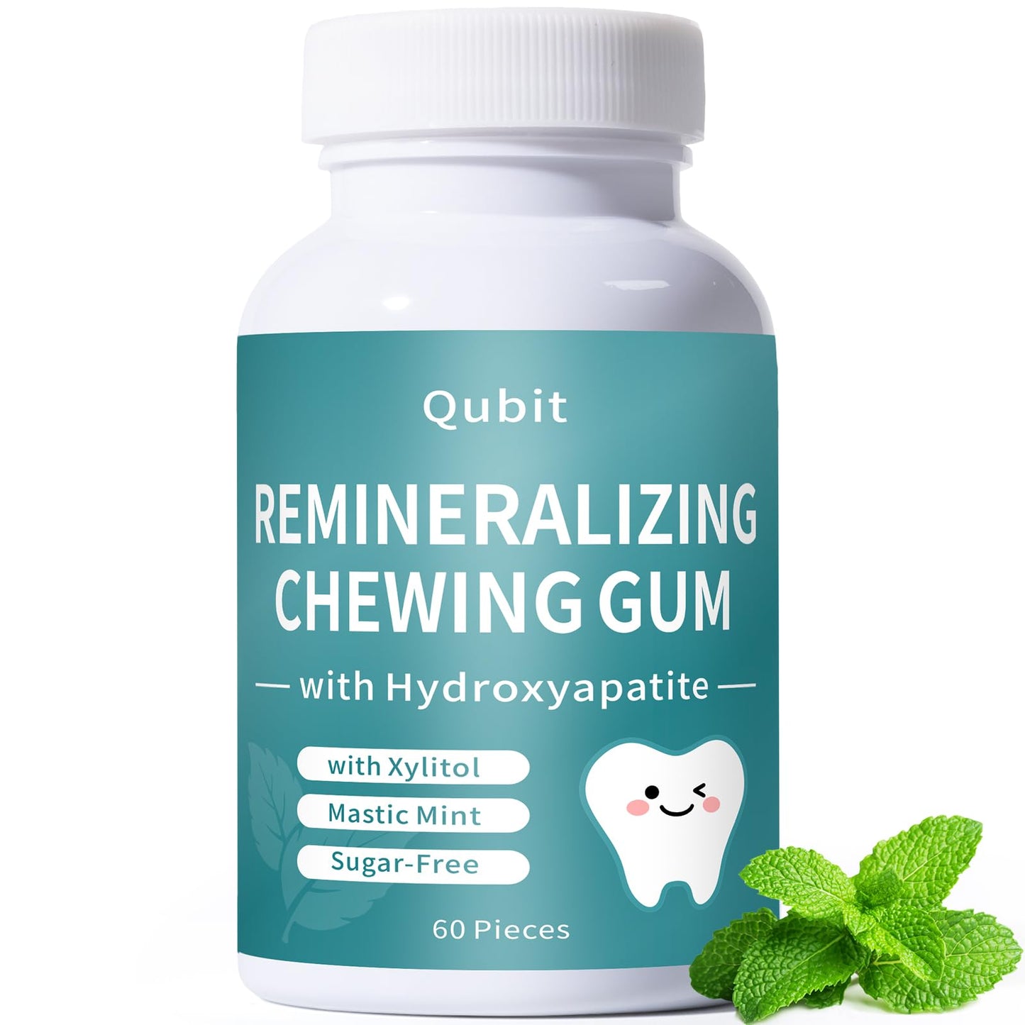 Remineralizing Gum with Nano-Hydroxyapatite Gum & Xylitol - Sugar-Free Mastic Mint - Enamel Protection, Fresh Breath & Oral Heal