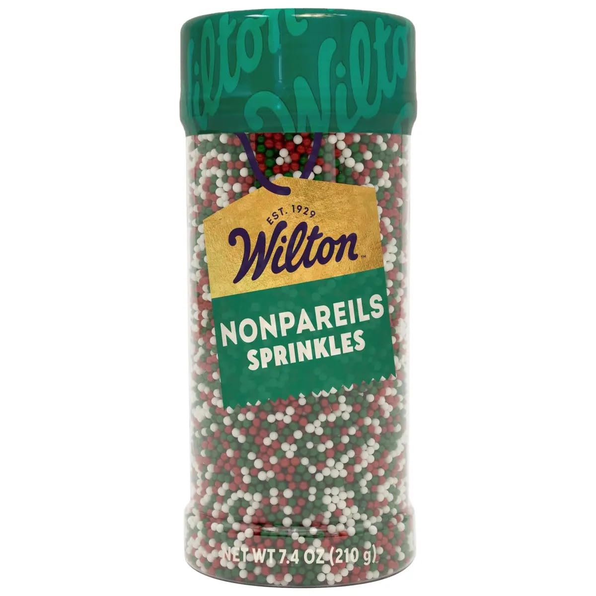 Wilton Christmas Nonpareils Sprinkles, Red White & Green, 7.4 Ounces, Festive Topping for Holiday Desserts, Cookies, Cakes, and 