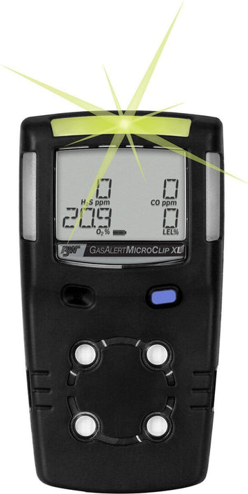 Bw Technologies Mcxl-Xwhm-B-Na Gasalertmicroclip Xl 4 Gas Detector, Co, H2S, Lel And O2, Black