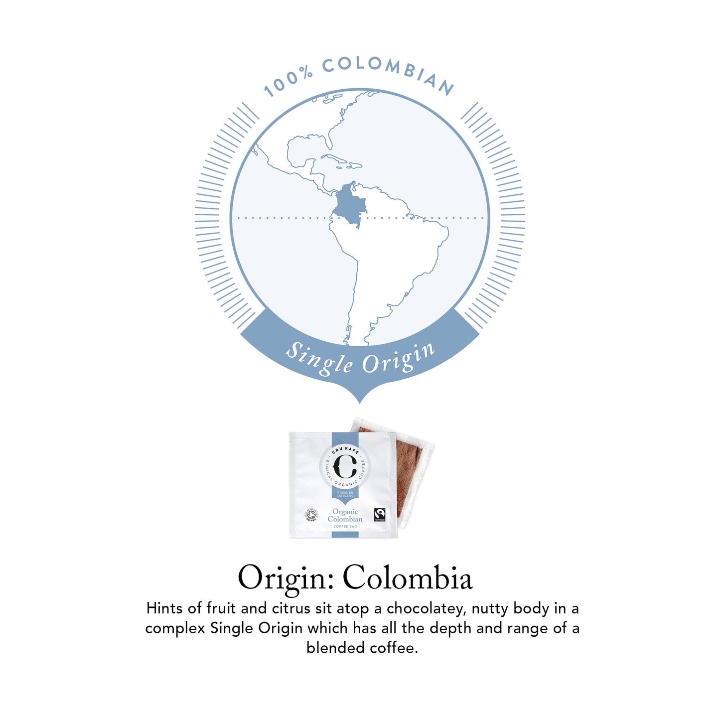 Cru Kafe Organic Colombian Coffee Bags 1 Ea