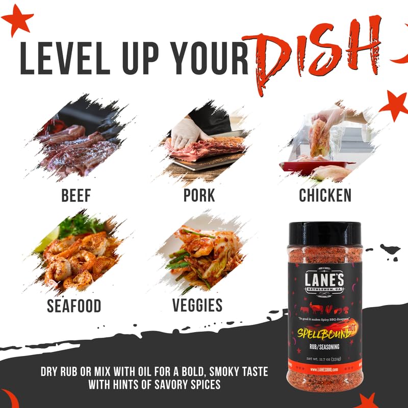 Lanes Hot Sweet and Spicy Pork Rub Seasoning, All-Natural, 12 Oz