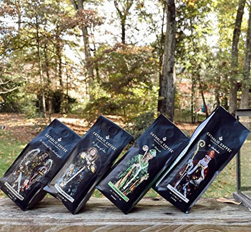 Catholic Coffee Dark Roast Ground Coffee - Almond & Citrus Notes, 12oz Bag, Premium Gift Inspired by St. Michael