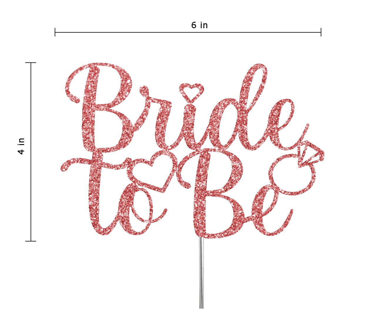 RokAPary Bride To Be Cake Topper, Acrylic Stick, Rose Gold Glitter, Model RCT271
