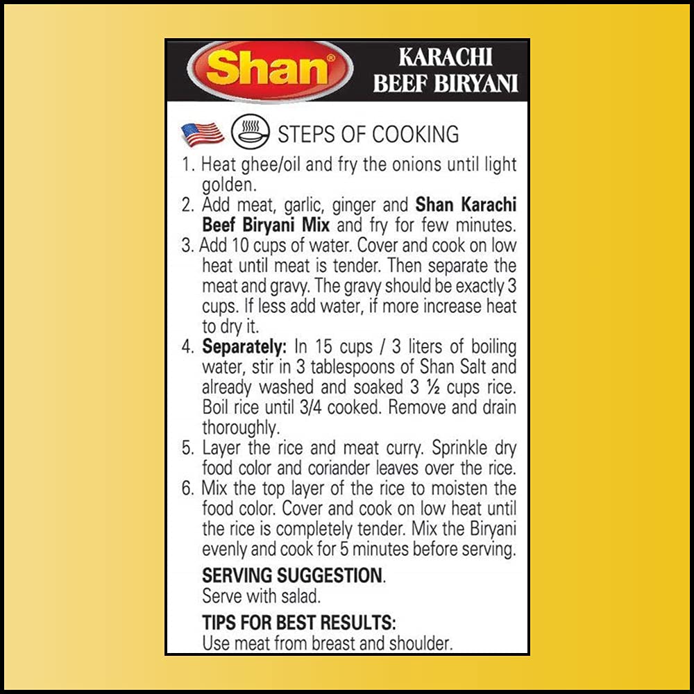 Shan Karachi Beef Biryani Masala Mix 2.11 Oz (60G) - Authentic Biryani Spice Mix For Beef Pilaf, Traditional Indian Spices For B