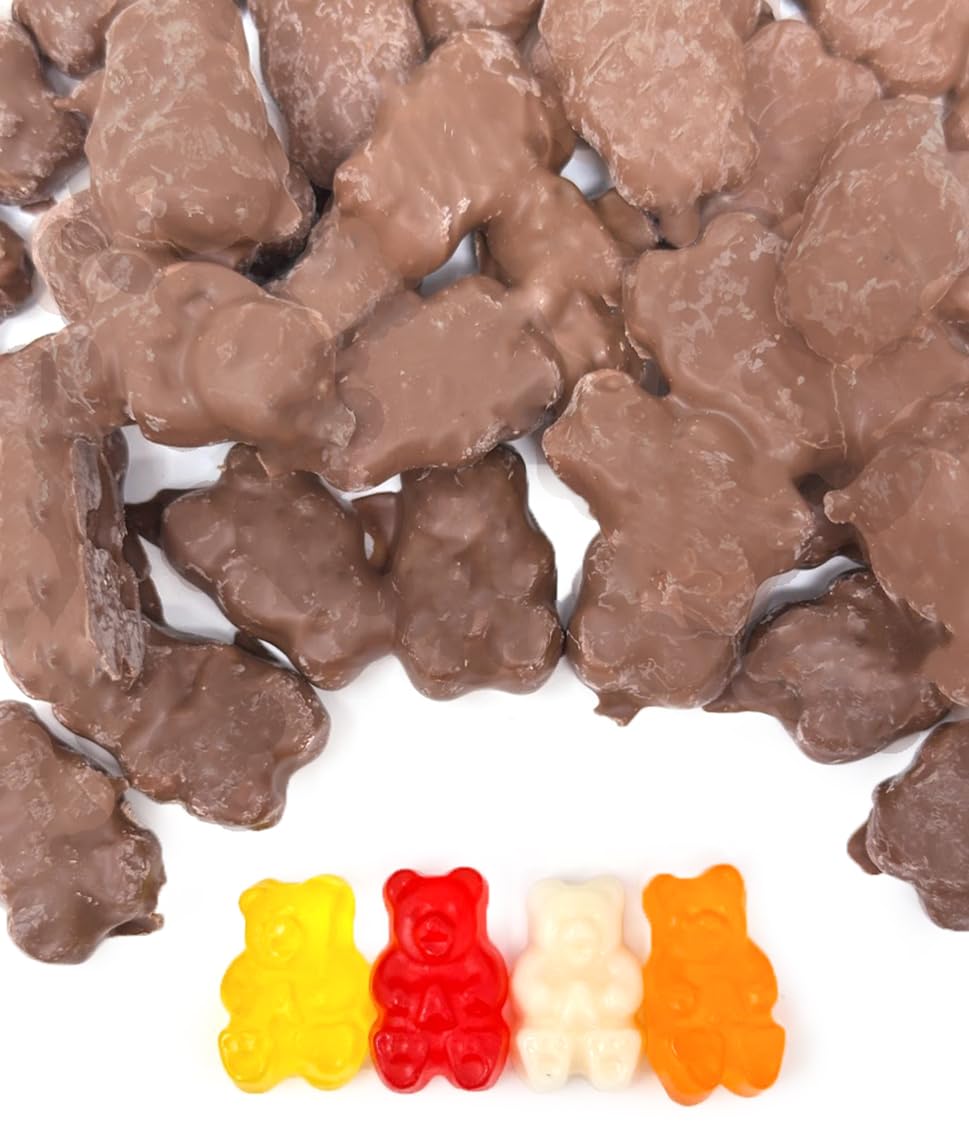 Sweetgourmet Milk Chocolate Covered Gummy Bears | Cherry, Orange, Pineapple, Strawberry/Banana | 1 Pound