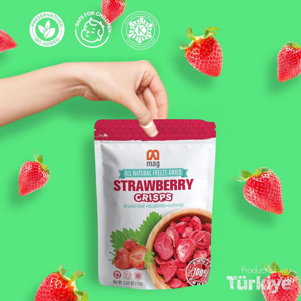 Mag Freeze Dried Strawberries Fruit Dehydrated Strawberry Slices No Sugar Added Healthy Snacks For Kids Kosher Fruits Chruncy Sc