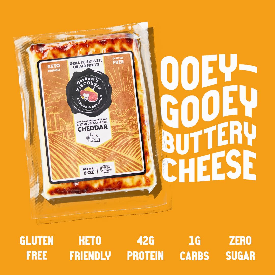 Gardner s Wisconsin Cheese and Sausage, 4 Pack of Oven Baked Cheese, Cheddar Flavor (6 Ounces Per Block) - Artisan Cheese Made