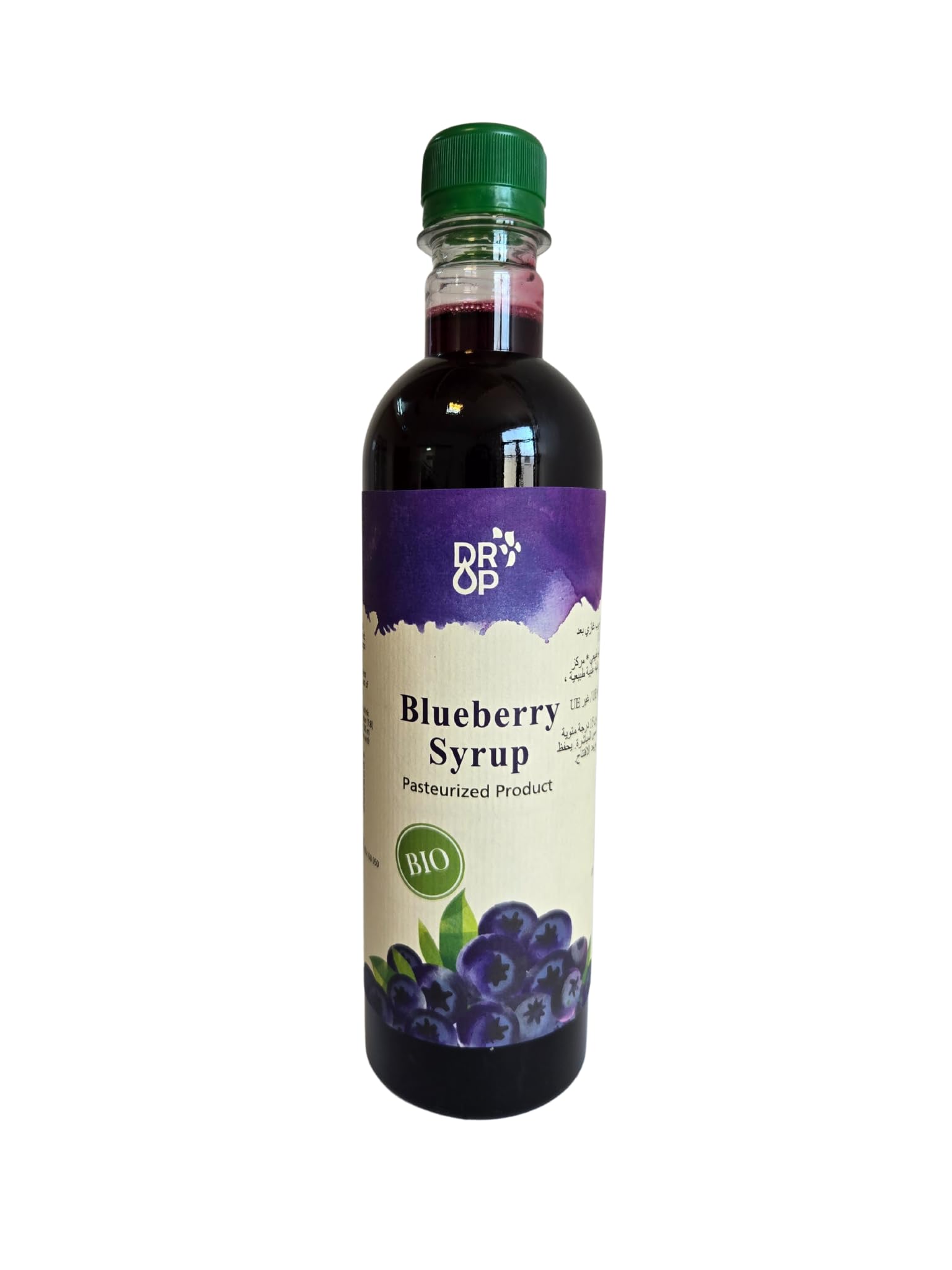 DROP Pure Organic Blueberry Flavor Bio Syrup-16.9oz (500ml), Natural 30% Concentrate Fruit Syrups,Great For Cocktails,Bevarages,