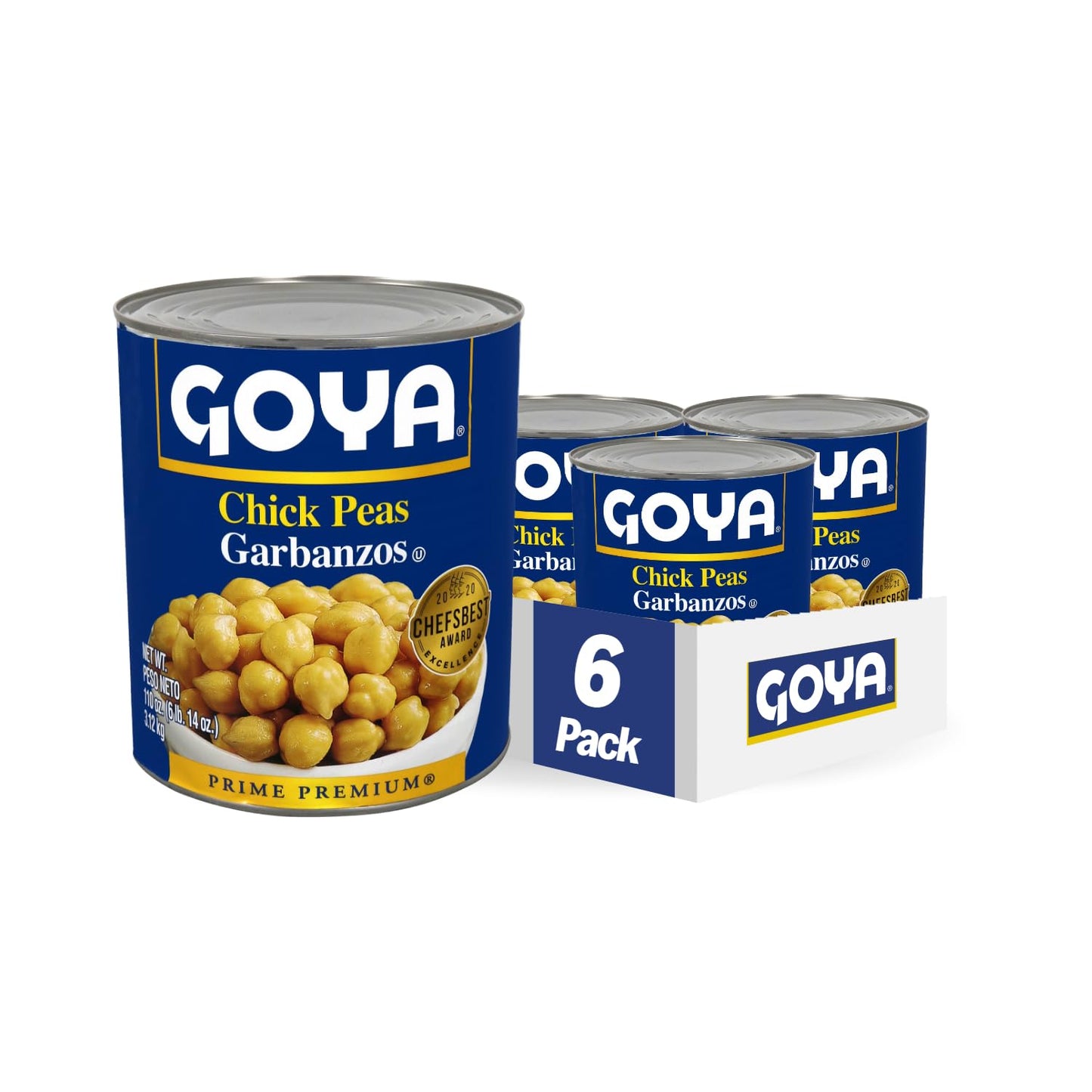 Goya Foods Chick Peas, Garbanzo Beans, 110 Ounce (Pack of 6)