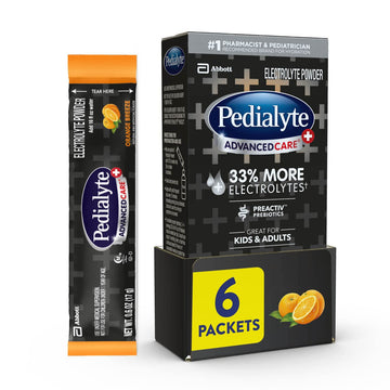 Pedialyte Advancedcare Plus Electrolyte Powder, With 33% More Electrolytes And Preactiv Prebiotics, Orange Breeze, Electrolyte D