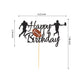Arthsdite Football Cake Topper - Rugby Ball Happy Birthday Cake Topper For Football / Sport Theme For Man Kids Boy Birthday Party Decoration - Black Glitter