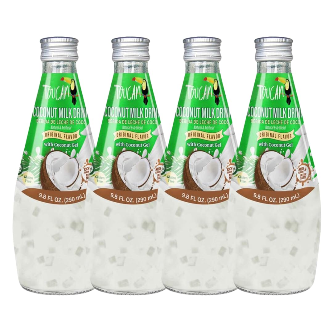 Pocas Toucan Coconut Milk Drink with Nata De Coco, 9.8 Fl Oz, Pack of 4