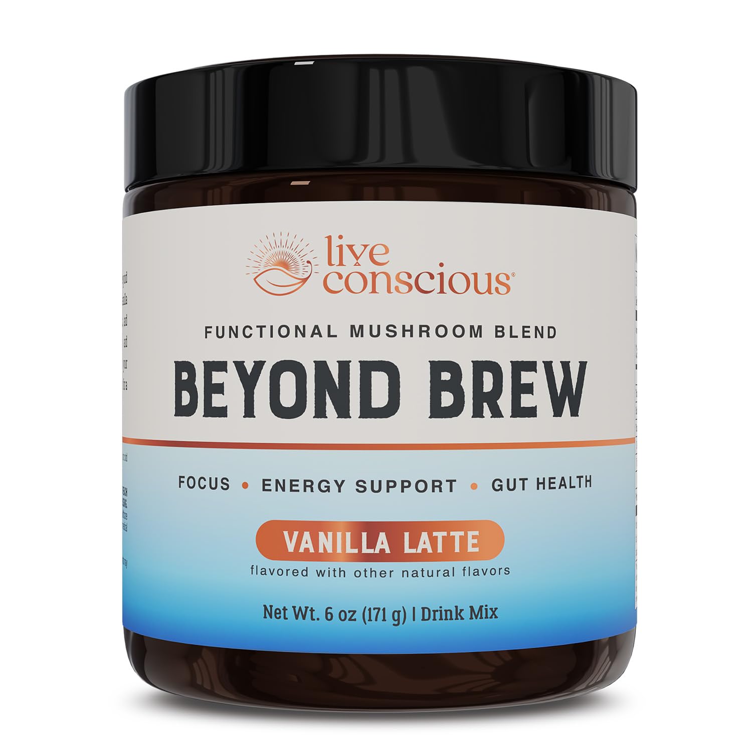 Beyond Brew Vanilla Latte Coffee Alternative - Mushroom Complex W/Lions Mane  Reishi  Cordyceps & Chaga For Sustained Focus  Energy & Immunity Support. Prebiotics & Probiotics Support Gut Health  30