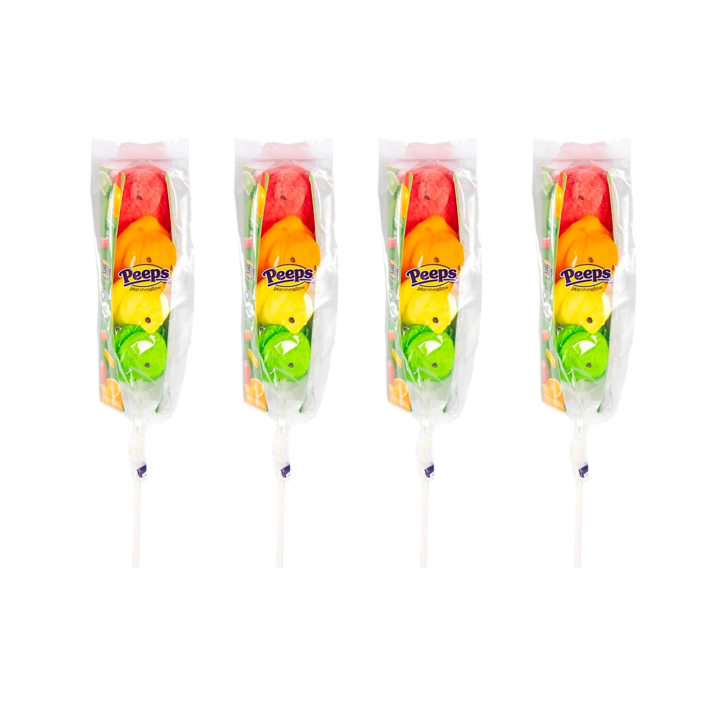 Peeps Marshmallow Chick Pops, Mike And Ike Flavored Peeps, Easter Basket Stuffer, On-The-Go Treat, 4 Pack, 1.38 Ounces