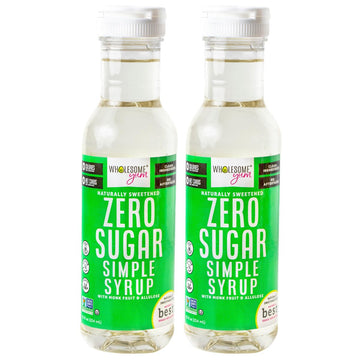 Wholesome Yum Keto Simple Syrup - Skinny Sugar Free Simple Syrup With Monk Fruit & Liquid Allulose - Natural Sweetener For Drinks, Cocktails, Coffee, & Cooking - Low Carb (12 Fl Oz, 2 Pack)