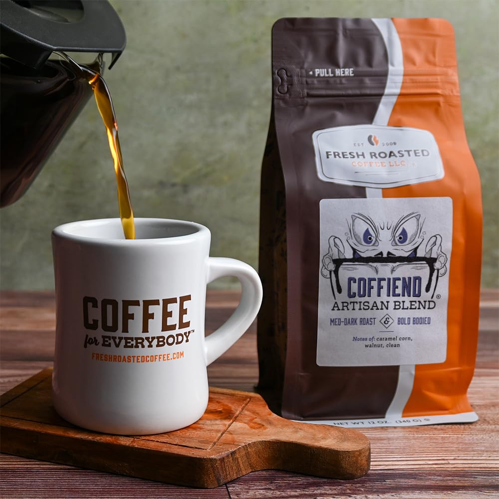 Fresh Roasted Coffee, Coffiend, 12 Oz, Med-Dark Roast, Kosher, Ground