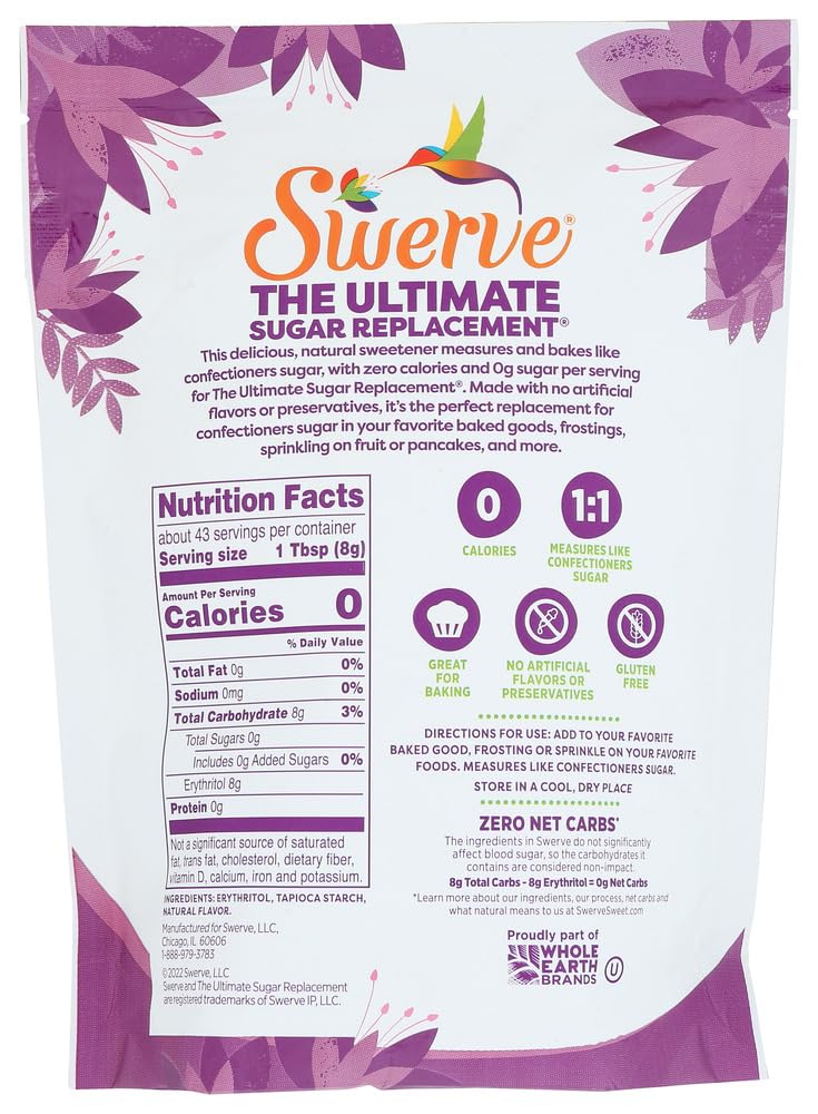 Swerve Sweetener, Confectioners, 12 Ounces (Pack Of 4)